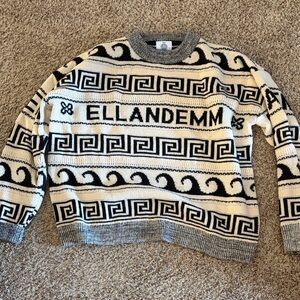 Black and White Patterned Men's Sweater